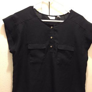 Black Cap Sleeved Blouse